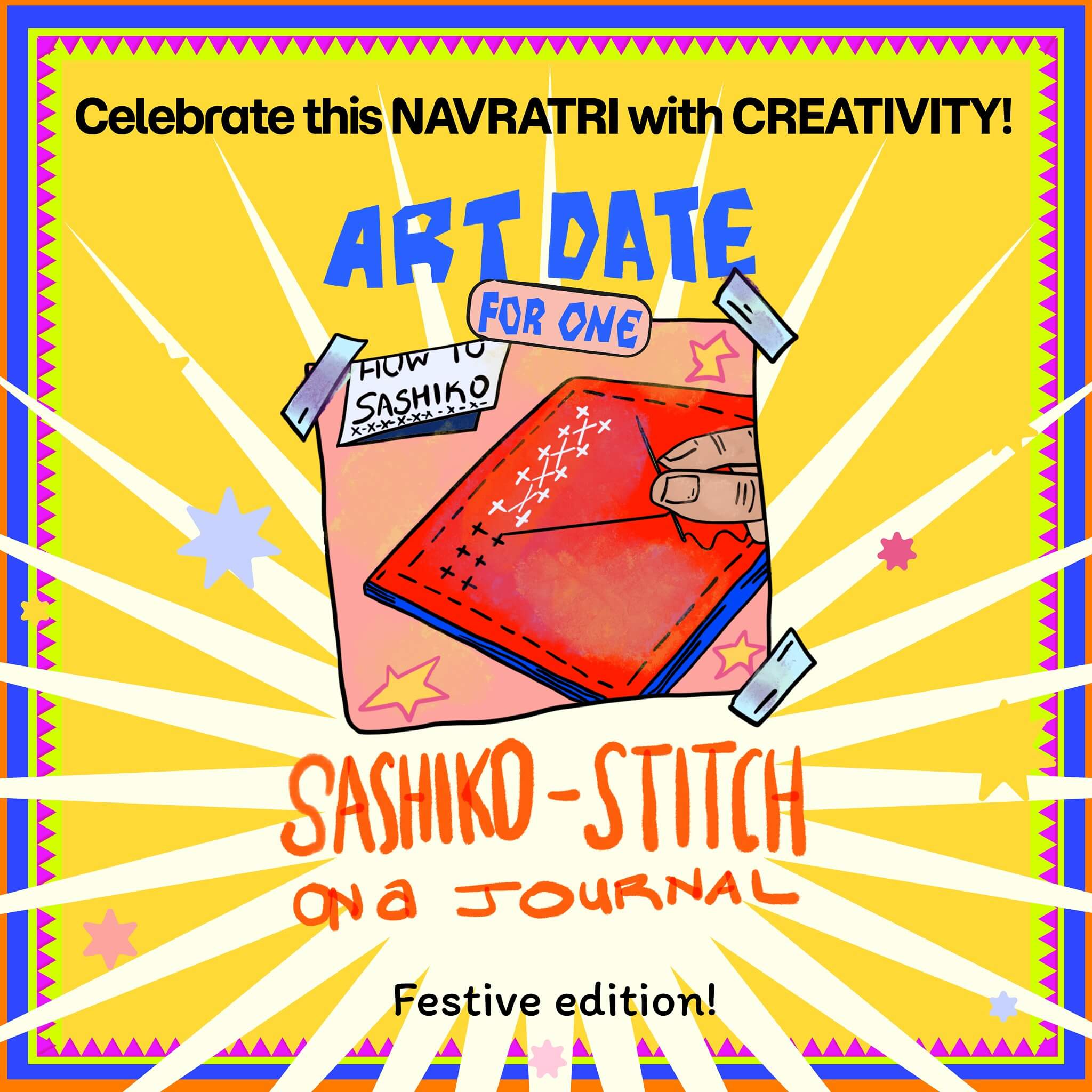 Sashiko Stitch Journal - Navratri Artsy workshop in Bengaluru